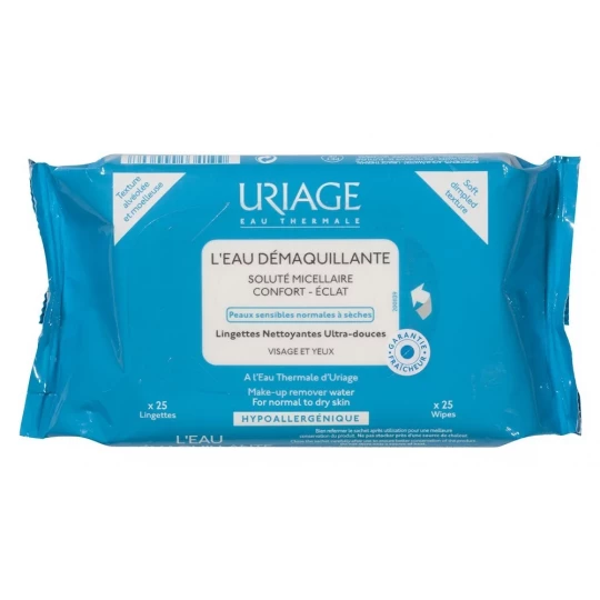 Uriage L'Eau Démaquillante Lingettes Peaux Sensibles x 25