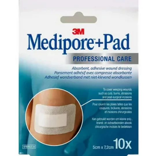 3M Medipore + Pad Pansements Adhésifs Stériles 5 cm x 7,2 cm x 10