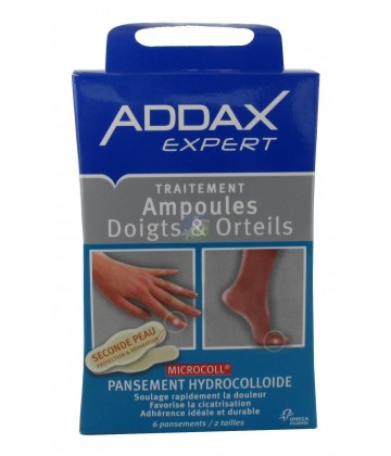 Addax Pansement Ampoules Doigts et Orteils 6 Pansements - 2 Tailles NSFP