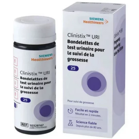 Clinistix URI Bandelettes de Test Urinaire pour le Suivi de la Grossesse x 25