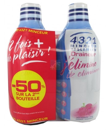 Arkopharma 4321 Minceur Draineur J'élimine Goût Framboise et Cerise Lot 2 x 500 ml (NSFP)