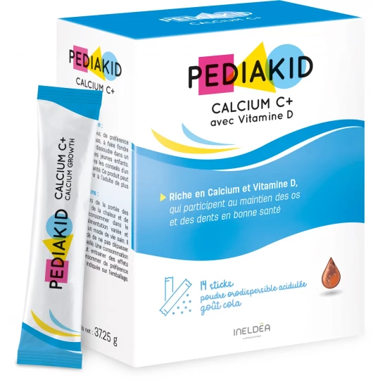Pediakid Calcium C+ Poudre Acidulée Goût Cola x 14
