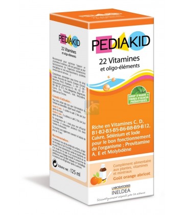 Pediakid 22 Vitamines et oligo-éléments Goût Orange Abricot 125 ml