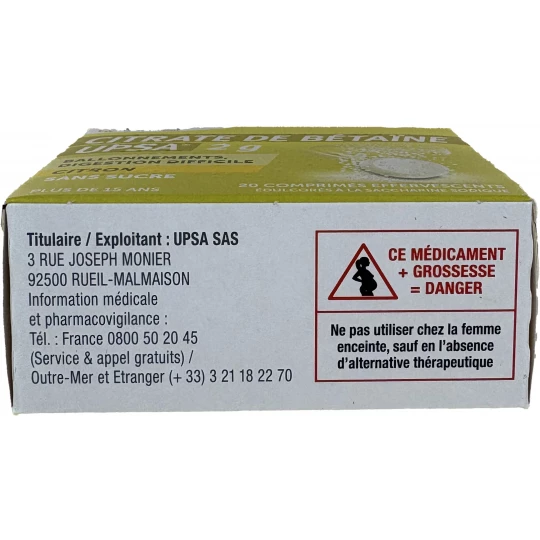 UPSA Citrate de Bétaïne Citron Sans Sucre 2 g x 20 - image 3