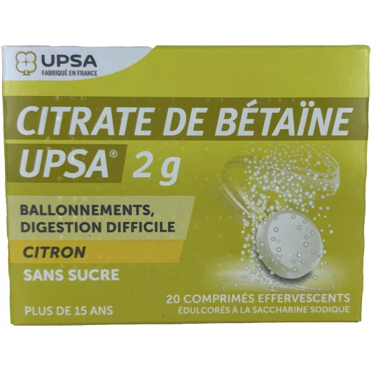 UPSA Citrate de Bétaïne Citron Sans Sucre 2 g x 20