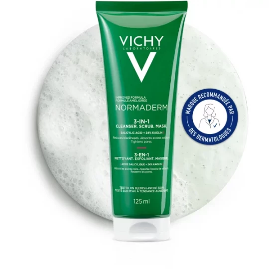 Vichy Normaderm 3 en 1 Nettoyant Exfoliant Masque 125 ml