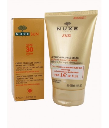 Nuxe Sun Crème Délicieuse Visage Haute Protection Visage SPF30 50 ml + Après Soleil 100 ml pour 1