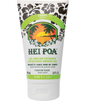 Hei Poa Gel douche exfoliant Monoï et sable noir de Tahiti 2 en 1 150 ml
