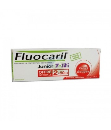 Fluocaril Junior Dentifrice Goût Fruits Rouges 2 x 50 ml