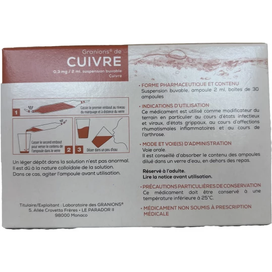 Granions de Cuivre 0,3 mg/2 ml x 30 - image 2