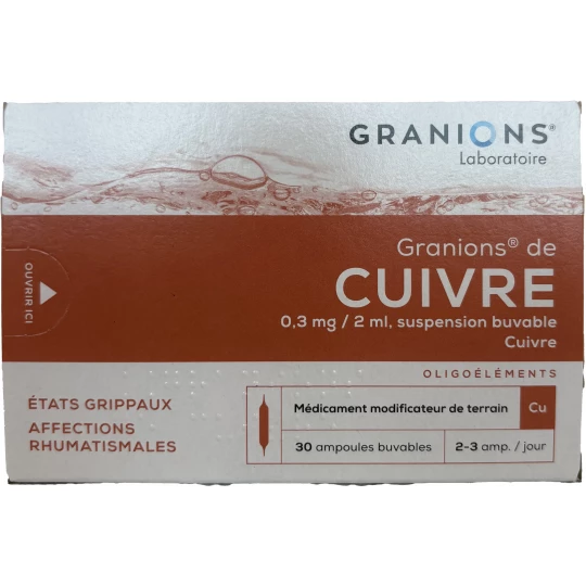 Granions de Cuivre 0,3 mg/2 ml x 30