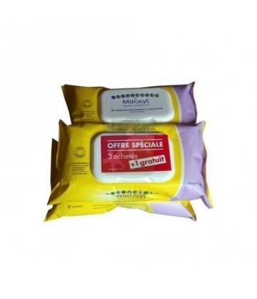 Mitosyl Lingettes Nettoyantes & Apaisantes x 72 -  3 Paquets + 1 gratuit 