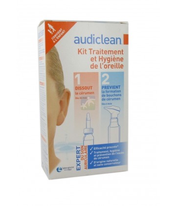 Audiclean Kit Traitement et Hygiène de l'Oreille 60 ml + 12 ml