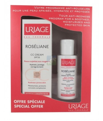 Uriage Roséliane CC Cream SPF 30 40 ml + Roséliane Dermo-nettoyant 50 ml Offert