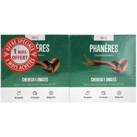 Léro Phanères Cheveux et Ongles Capsules x 90 + 30 Offertes