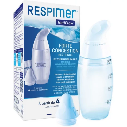 Respimer Kit d'Irrigation Nasale Breveté + Sachets x 6
