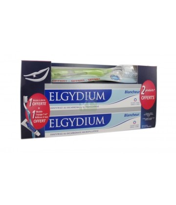 Elgydium Dentifrice Blancheur x 2 + Brosse à Dents Souple
