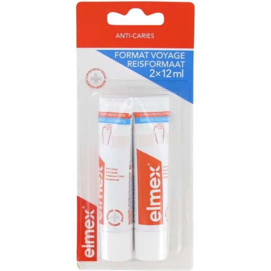 Elmex Anti-Caries Dentifrice Tube de Voyage 2 x 12 ml