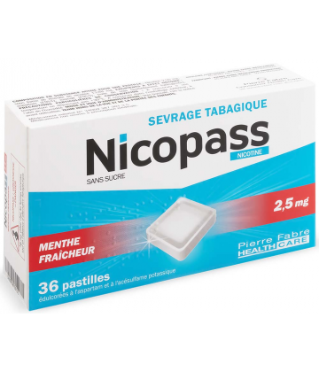 Nicopass 2,5 mg Pastilles Menthe Fraîcheur x 36