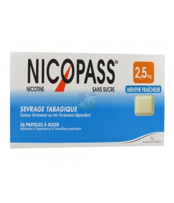Nicopass 2,5 mg Pastilles Menthe Fraîcheur x 36