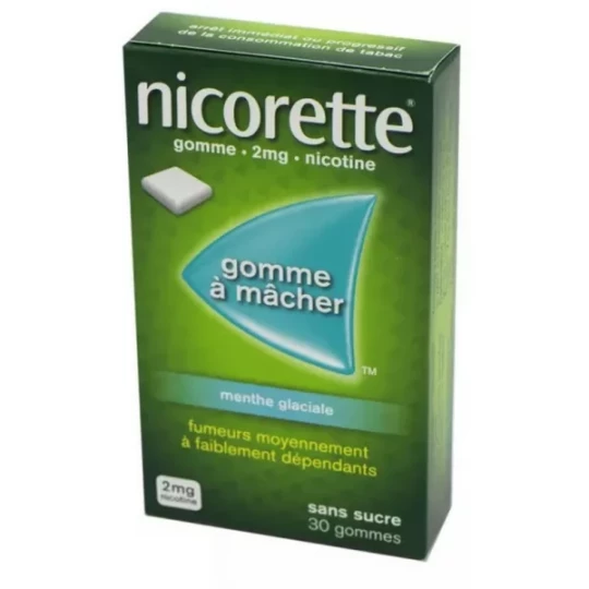 Nicorette 2 mg Gomme à mâcher Menthe Glaciale x 30