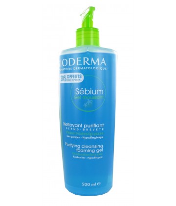 Bioderma Sébium Gel Moussant Purifiant 500 ml 20 % Offerts