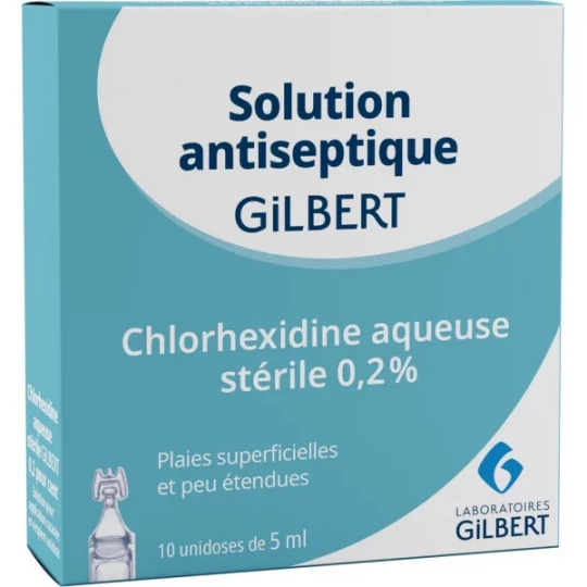 Gilbert Solution Antiseptique Chlorhexidine 0,2% Unidoses x 10