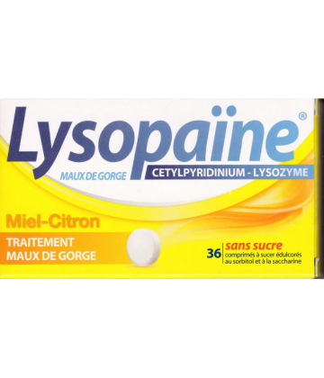 Lysopaïne Miel Citron Sans Sucre Comprimés à Sucer 2 x 18