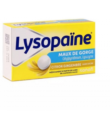 Lysopaïne Citron Gingembre Sans Sucre Comprimés à Sucer 2 x 18