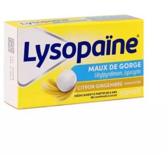 Lysopaïne Citron Gingembre Sans Sucre Comprimés à Sucer 2 x 18