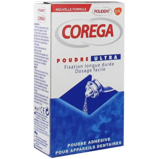 Polident Corega Poudre Adhésive Prothèses Dentaires 40 g