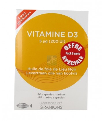 Granions Vitamine D3 Huile de Foie de Lieu Noir 2 x 90
