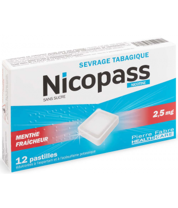 Nicopass 2,5 mg Pastilles Menthe Fraîcheur x 12