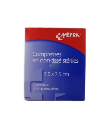 3M Méfra Compresses en Non-Tissé Stériles 7,5 cm x 7,5 cm x 10