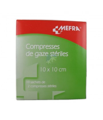 3M Méfra Compresses de Gaze Stériles 10 x 10 cm x 10