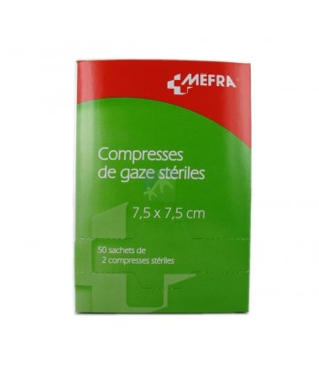 3M Méfra Compresses de Gaze Stériles 7,5 cm x 7,5 cm x 50