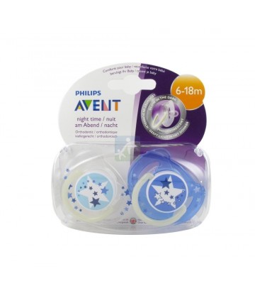 Philips Avent Sucette Nuit 6-18 Mois x 2