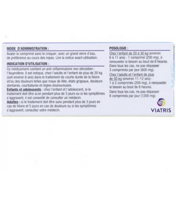 Ibuprofène Mylan Viatris 200 mg x 20