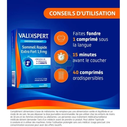 Valdispert Sommeil Rapide Extra Fort 1,9 mg Comprimés Orodispersibles - image 3