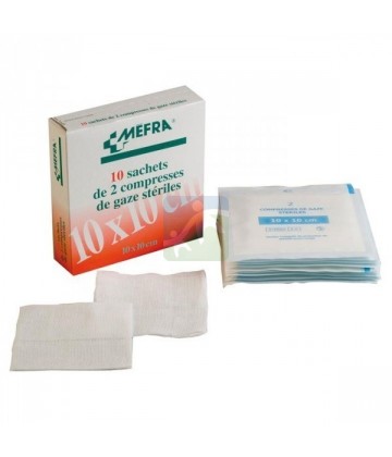 3M Méfra Compresses de Gaze Stériles 10 x 10 cm x 50