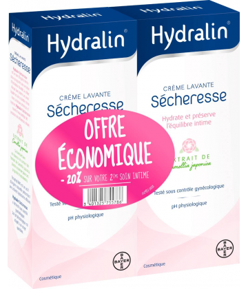 Hydralin Sécheresse Soin d'hygiène intime 2 x 200 ml
