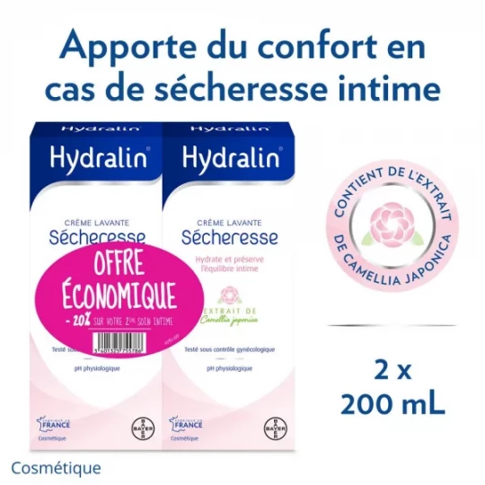 Hydralin Sécheresse Soin d'hygiène intime 2 x 200 ml - image 2