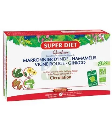 Super Diet Marronnier d'Inde - Hamamélis - Vigne rouge - Ginkgo BIO x 20