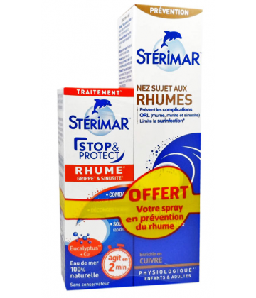 Stérimar Stop & Protect Nez Infecté Très Bouché Spray Nasal 20 ml + Spray de Lavage offert 50 ml
