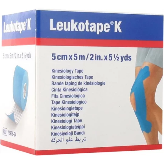 Leukotape K Bande Adhésive Elastique Bleu Ciel 5 cm x 5 m