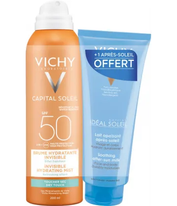 Vichy Idéal Soleil Brume Hydratante Invisible SPF50 200 ml + Lait Après-Soleil 100 ml OFFERT