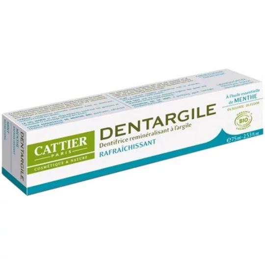 Cattier Dentifrice Dentargile à l'Huile Essentielle de Menthe 75 ml