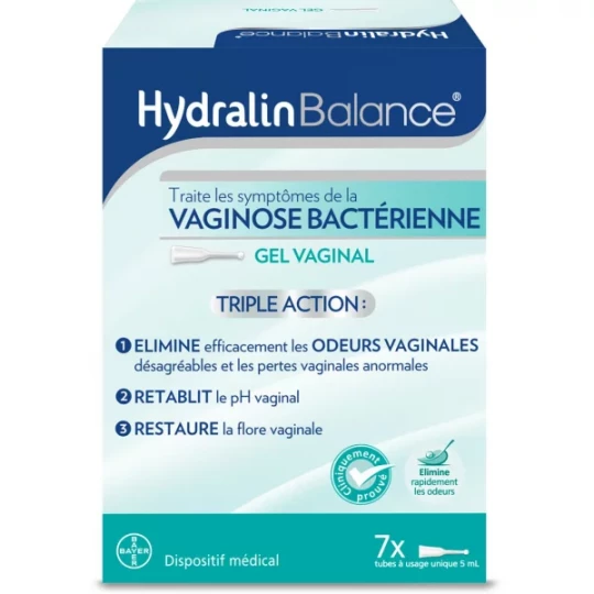Hydralin Balance Gel Vaginal contre Vaginose bactérienne Triple Action 7 tubes