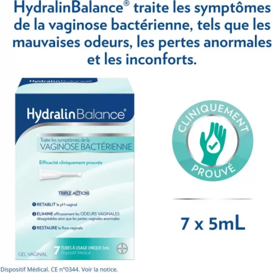 Hydralin Balance Gel Vaginal contre Vaginose bactérienne Triple Action 7 tubes - image 2