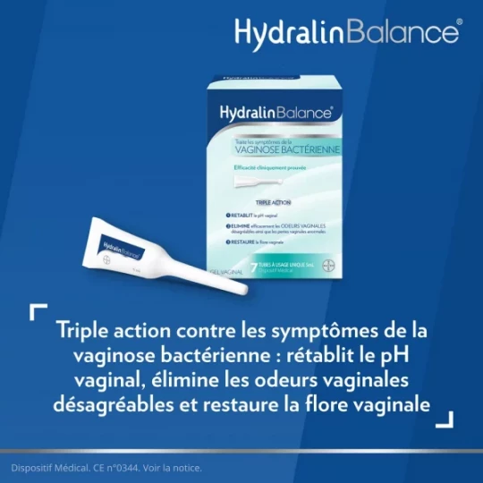 Hydralin Balance Gel Vaginal contre Vaginose bactérienne Triple Action 7 tubes - image 5